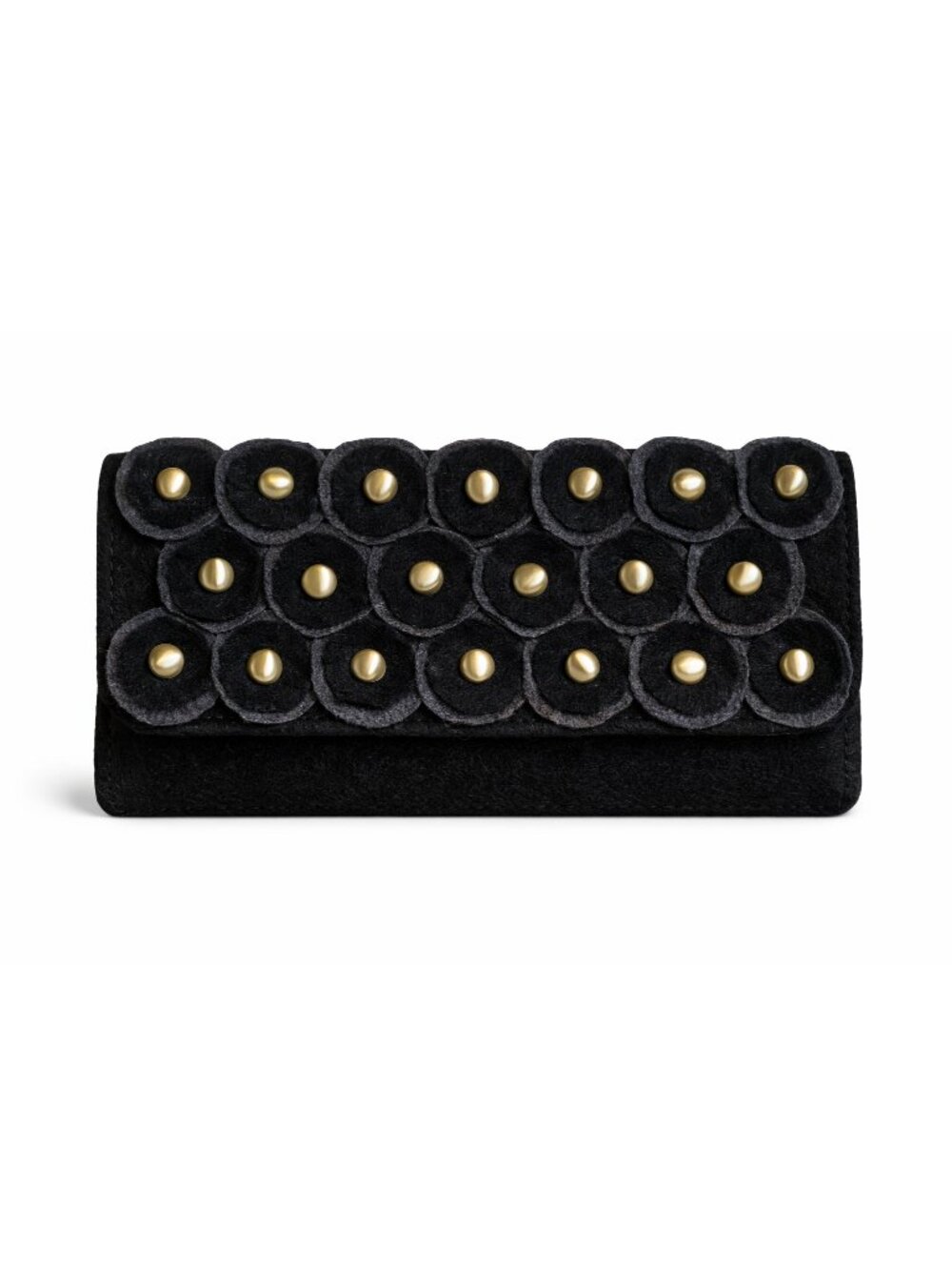 Anthropologie Black + Gold Hardware Felt Clutch